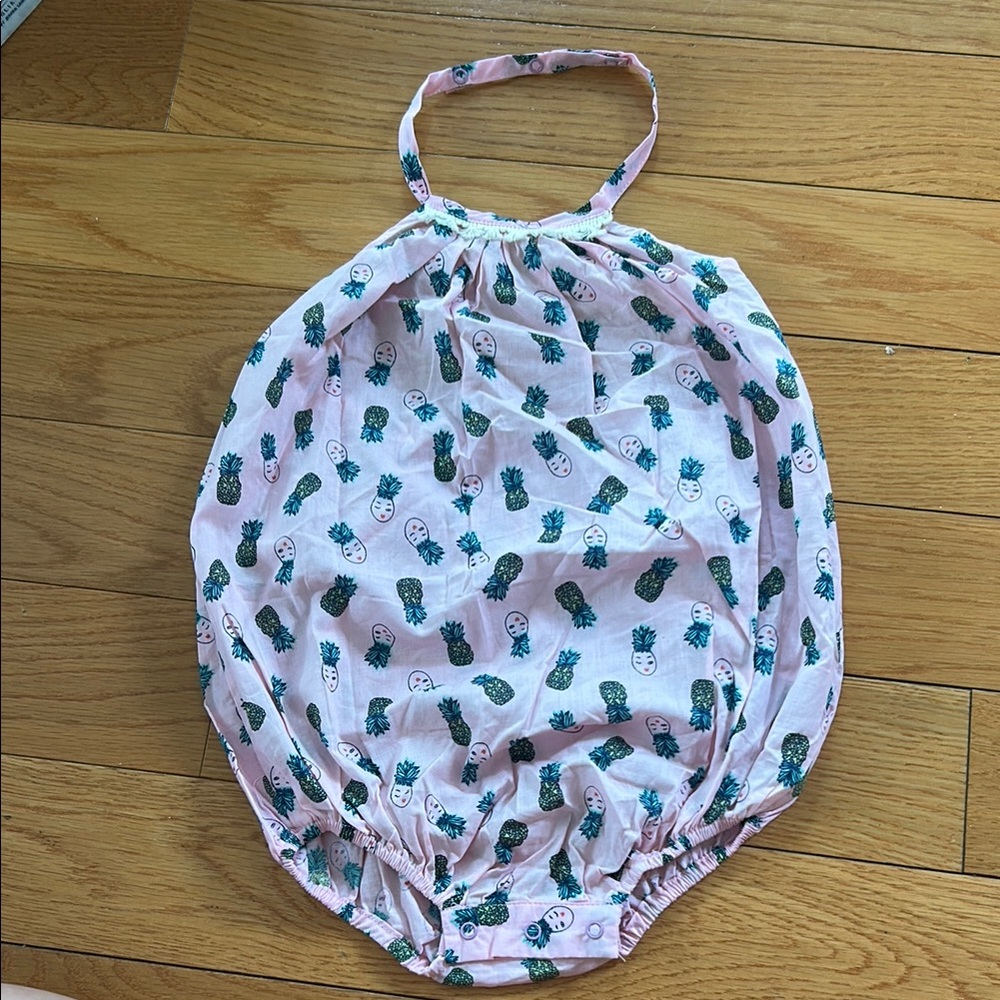 NWT Egg Collective Pink Pineapple Print Kids One Piece size 9-12 months